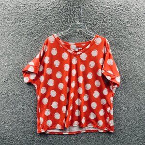 Chicos Womens Top 3 Extra Large‎ Peach White Pullover Short Sleeve Shirt Stretch